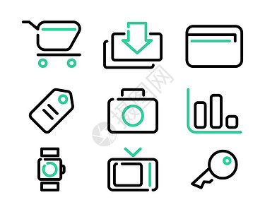 电子产品元素绿色生活小图标主题元素套图插画