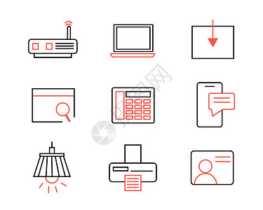 红色座机红色ICON图标生活小工具元素svg图标插画