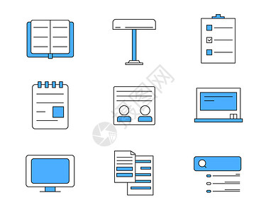 蓝色ICON图标商务文件元素套图svg图标背景图片