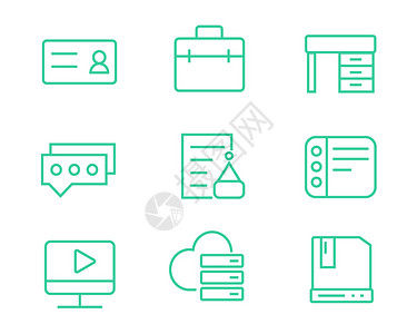 盖章绿色ICON图标商务元素套图svg图标插画