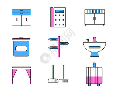 彩色指示牌蓝粉色系生活元素ICON图标插画