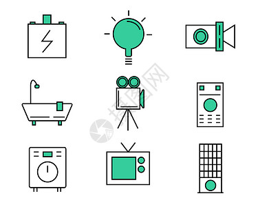 柜子图标绿色ICON图标生活家用电器类元素套图svg图标插画