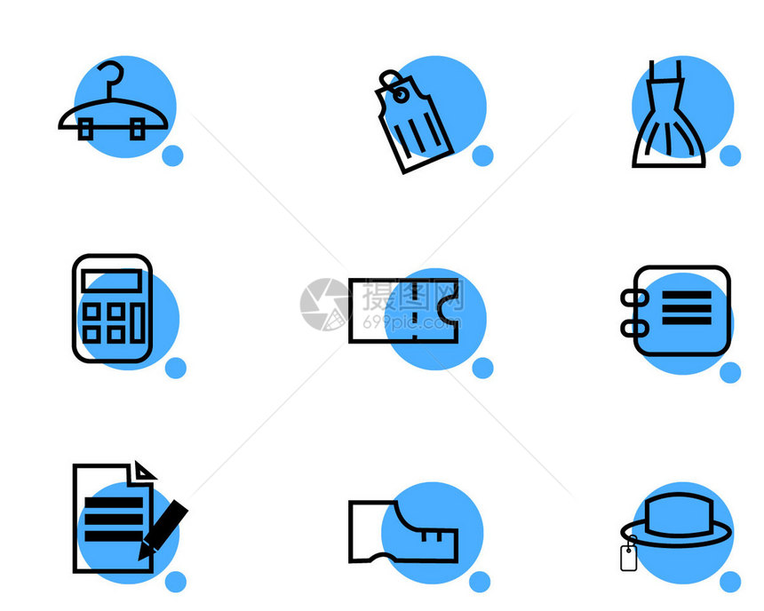 蓝色购物主题矢量元素套图图片