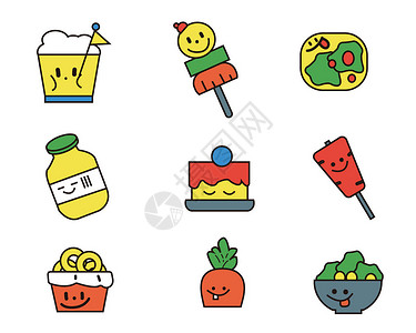 黄肉菠萝蜜黄白蓝绿红灰拟人SVG元素图标套图插画