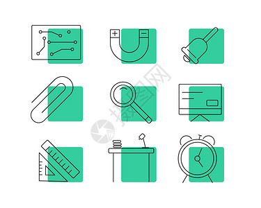 书桌元素绿色物理SVG元素图标套图插画