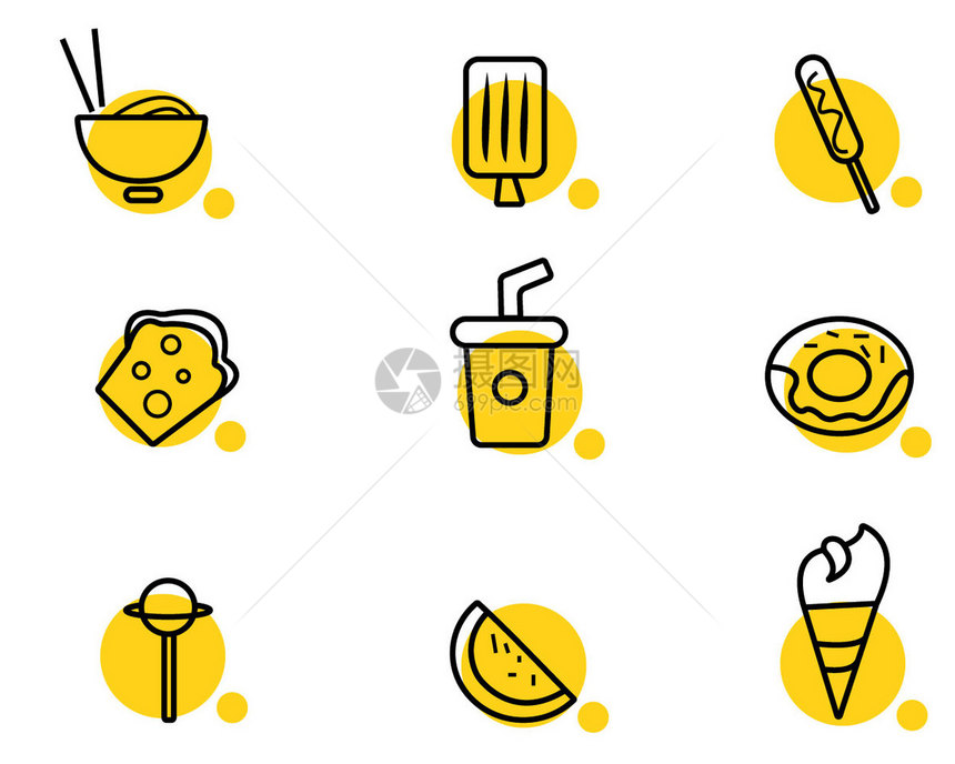 黄色食物主题矢量元素套图图片