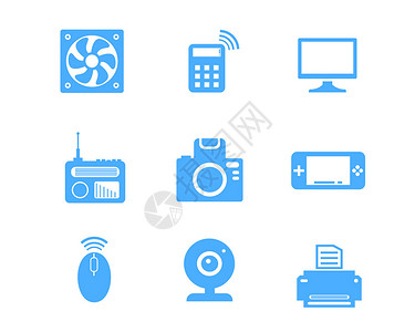 无线电推子蓝色家用电器图标svg图标元素套图插画