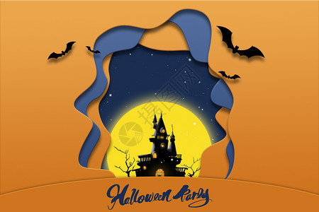 迪士尼城堡夜景万圣节创意叠加城堡蝙蝠设计图片