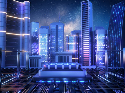 紫色城市现代科技城市设计图片