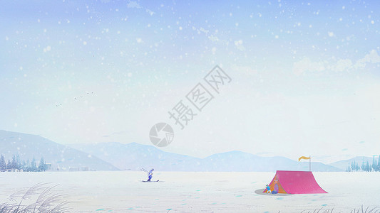 冬天一家人去滑雪游玩背景图片