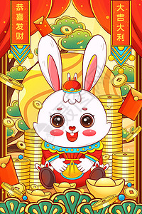 2023兔年财神兔子新年春节新春喜庆背景图片