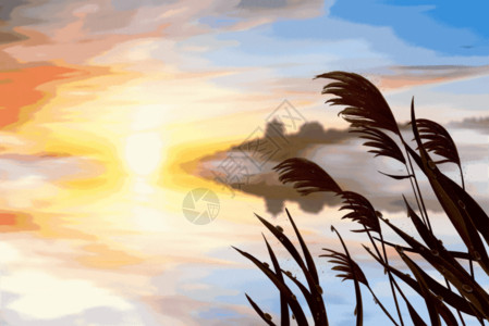抽象鹤创意秋天大气山水背景GIF高清图片