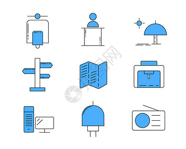 app地图蓝色ICON图标旅游SVG图标元素套图插画