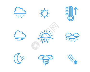 阴天天气蓝色天气图标svg图标元素套图插画