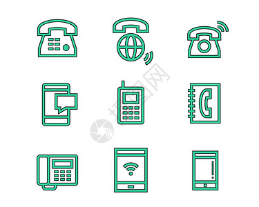 老式净水器绿色通信图标电话svg图标元素套图插画