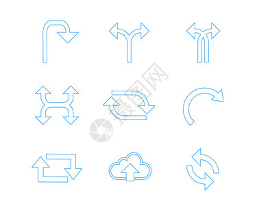 分叉头角蓝色标识图标svg图标元素套图插画