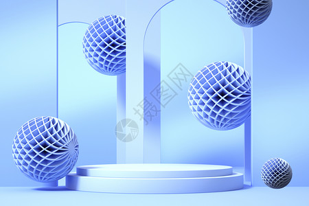 悬浮抽象球体展台背景图片