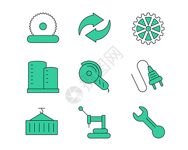 齿轮元素绿色工业svg图标元素套图插画