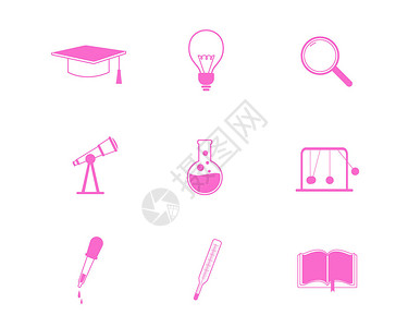 吸管工具粉色教育图标svg图标元素套图插画