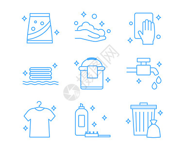洗手图标蓝色清洁图标svg图标元素套图插画