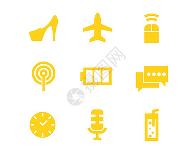 留言板设计黄色商务图标svg图标元素套图插画
