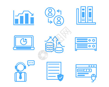 网络货币蓝色办公图标svg图标元素套图插画