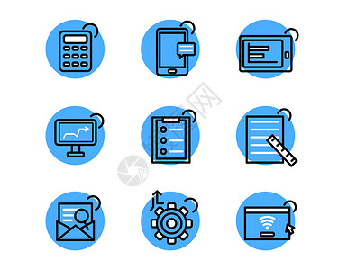 网页导航元素蓝色办公图标svg图标元素套图插画