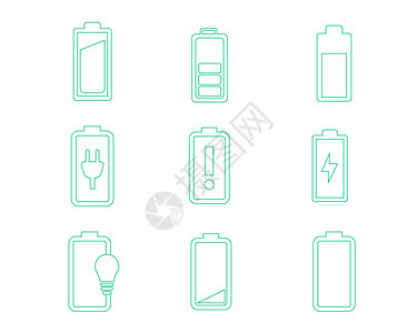 快绿色电力图标电池svg图标元素套图插画