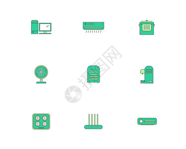 彩色家用电器图标svg图标元素套图背景图片