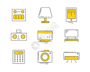 黄色ICON图标家用电器SVG图标元素套图5图片