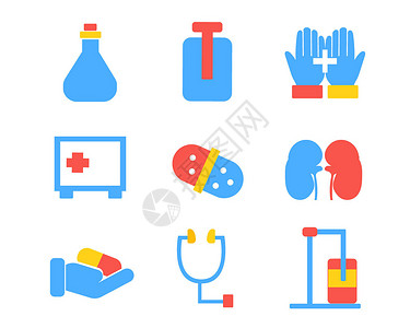 科学会议红蓝配色医疗行业图标svg图标元素套图插画