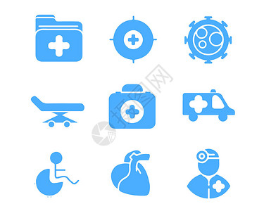 蓝色医疗行业图标医生svg图标元素套图背景图片