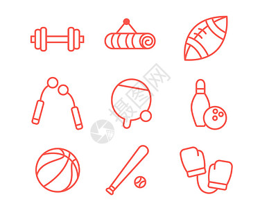 橄榄球赛场红色运动器械图标svg图标元素套图插画