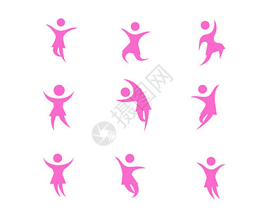 跳芭蕾的女孩粉色运动小人图标女孩svg图标元素套图插画
