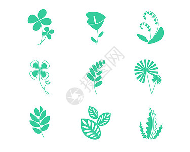 设计素材小草彩色矢量图标植物小草SVG图标元素套图插画