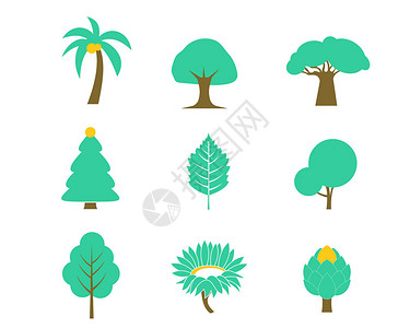 绿色植物元素绿色植物花草图标树svg图标元素套图插画