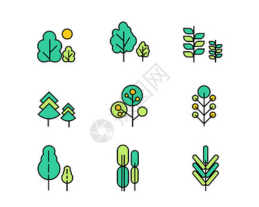 麦穗图标绿色植物花草图标svg图标元素套图2插画