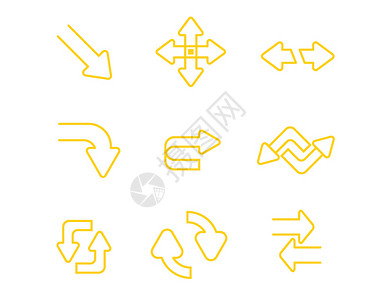 向下的箭头黄色指向箭头svg图标元素套图插画