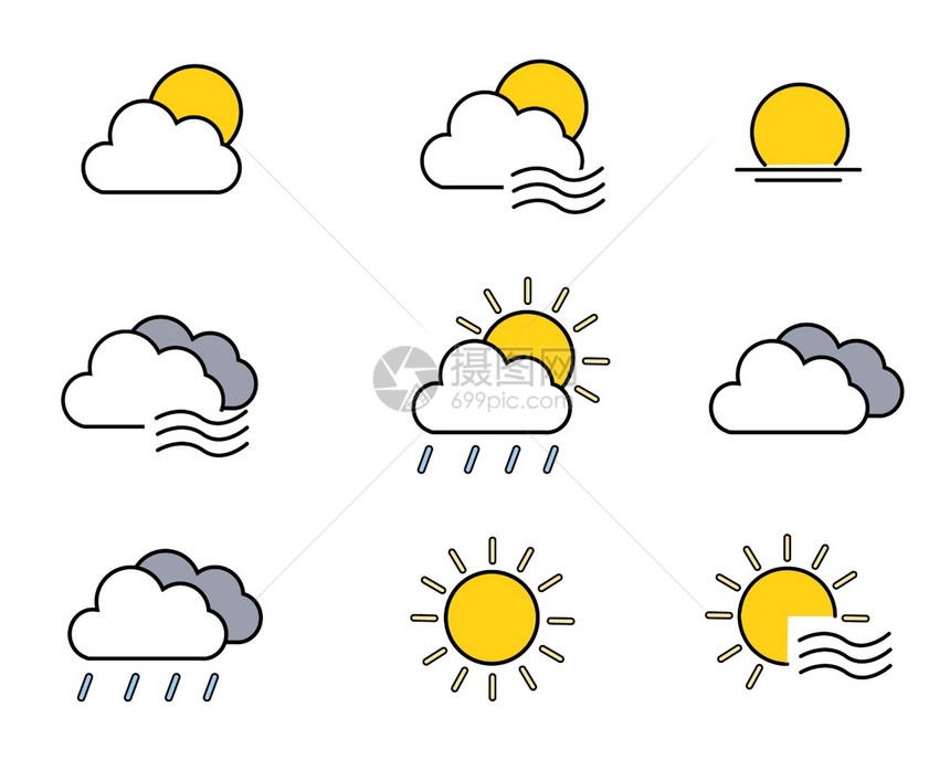 ICON图标天气元素套图svg图标图片