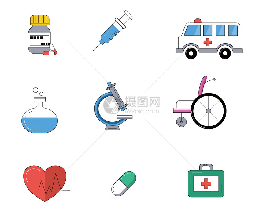 救护车医疗类医学图标图片