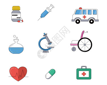 化验图标救护车医疗类医学图标插画