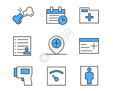 日期背景蓝色医疗SVG元素图标套图4插画