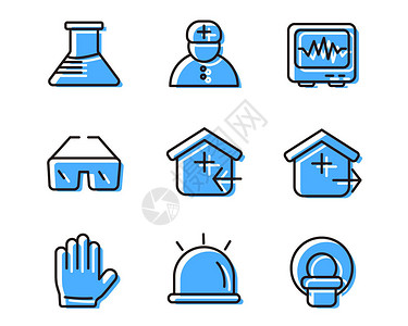 空气质量检测仪蓝色医生SVG元素图标套图插画
