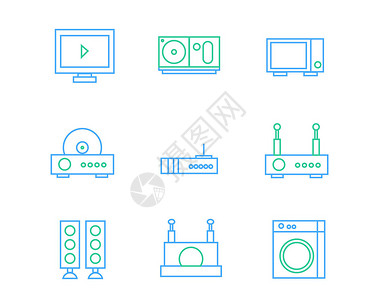 电视音响素材彩色电子设备图标矢量SVG图标元素套图4插画