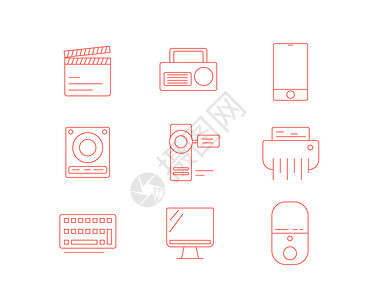 红色键盘素材红色ICON图标电子设备SVG图标元素套图插画