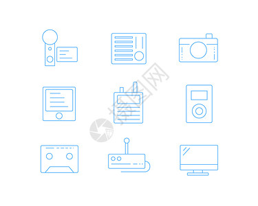 平板游戏蓝色ICON图标电子设备SVG图标元素套图插画
