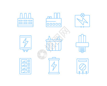 电池电路蓝色ICON图标电力SVG图标元素套图插画