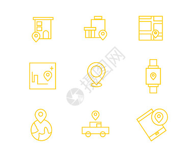 定位手表彩色定位导航图标商店矢量SVG图标元素套图插画