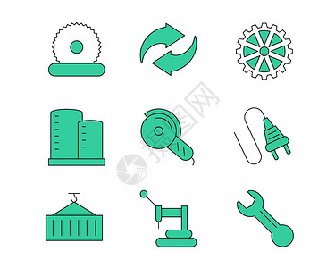 齿轮元素绿色工业图标svg图标元素套图1插画