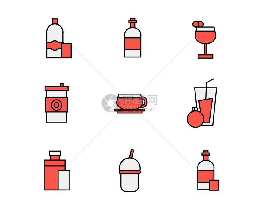 彩色酒水饮料图标SVG图标元素套图图片